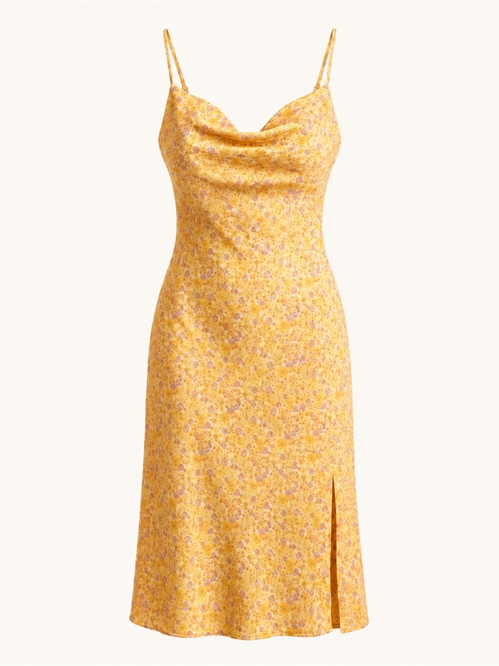 Timing Yellow Floral Cowl Neck Midi Slip Dress Size S